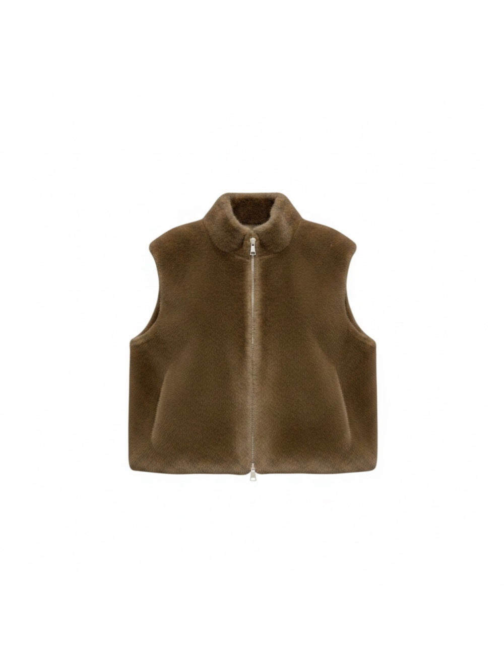Women's Unbranded Faux Fur Zip-Up Vest Brown Size M